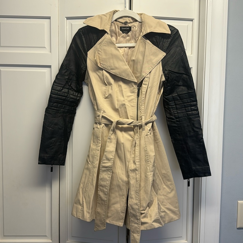Bebe fitted trench coat size xs